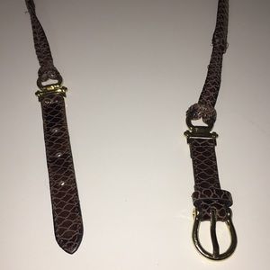 brown gold snake scale design belt